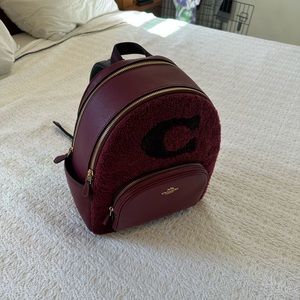 Coach Fuzzy Court Backpack Maroon